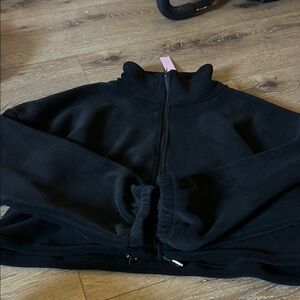 Black Zip-Up Fleece Jacket